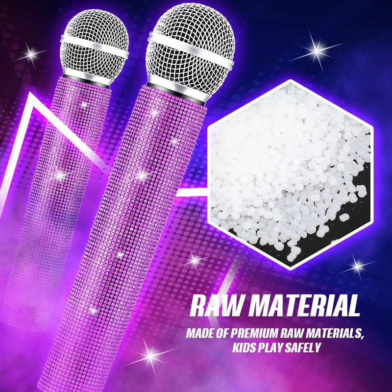 Sanwuta Fake Microphone Prop Sparkly Bling Rhinestones Microphone Prop Plastic Play Microphone Pretend Glitter Bedazzled Microphones for Disco Stage Living Broadcast Live Streaming Party (Purple) Purple