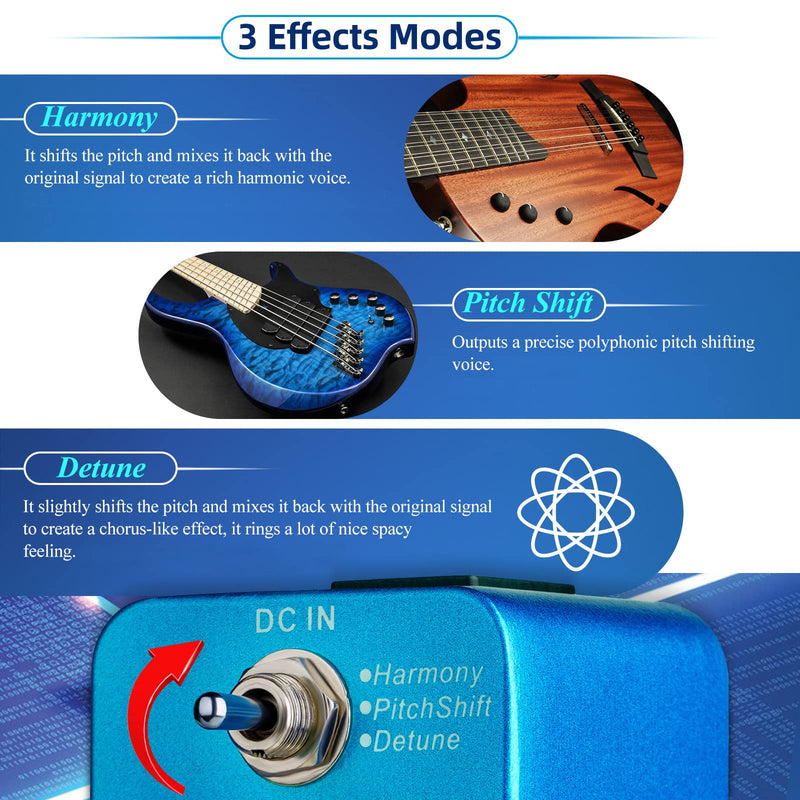 Mooer Drop Pitch Harmonizer Guitar Effect Box - MPS1 Octave Pitch Box Guitar Harmonizer Pedal with True Bypass