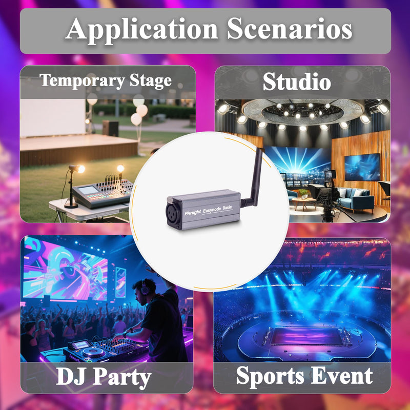 Pknight 2.4G Wireless DMX Controller,Compact Transceiver with Wi-Fi/Bluetooth Connectivity, Supports Artnet & sACN,Easynode Basic (Easynode Basic) Easynode Basic