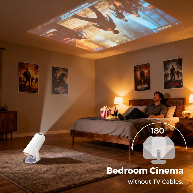 Mini Projector with WiFi and Bluetooth, Portable Movie Projector Support 4K, Auto Keystone,210° Rotation, 130'' Screen Smart Projector Compatible with HDMI Phone TV Stick for Bedroom Outdoor A-X8