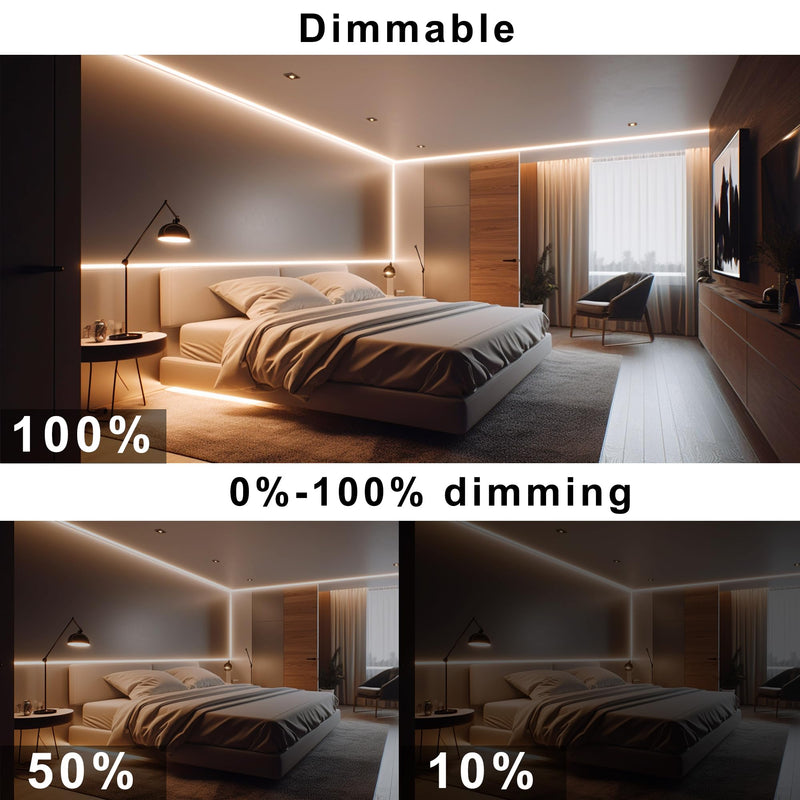COB LED Strip, Warm White LED Strip Lights 32.8ft, 2700K COB LED Light Dimmable LED Strip, CRI92+, 8mm Width, 24V Flexible COB LED Tape Light for TV, Bedroom, Kitchen Cabinet, Closet, Home.