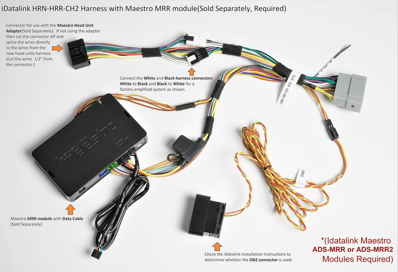 iDatalink Maestro HRN-HRR-CH2 Compatible with Jeep, Chrysler and Dodge CH2 Vehicles (2004-10) Plug & Play T-Harness (ADS-MRR or ADS-MRR2 Module Required)