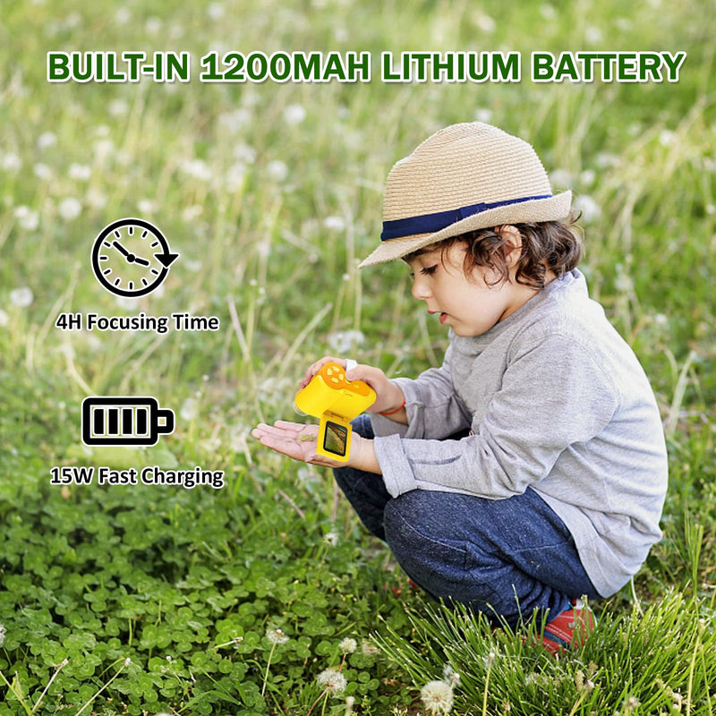 [AUSTRALIA] - 1000X Microscope for Kids 8-12, 4K HD Screen with 6 LED Lights, Portable Microscope for Outdoor STEM Learning, Rechargeable Science Kit, Birthday Easter Gifts for Kids Yellow 