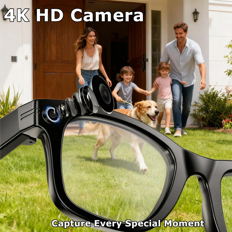 Camera Glasses AI Smart Glasses with Camera and Bluetooth 1080p Video Glasses Outdoor Video Recording Sunglasses 4K HD Outdoor AI Glasses for Men Women Driving Travel Hiking