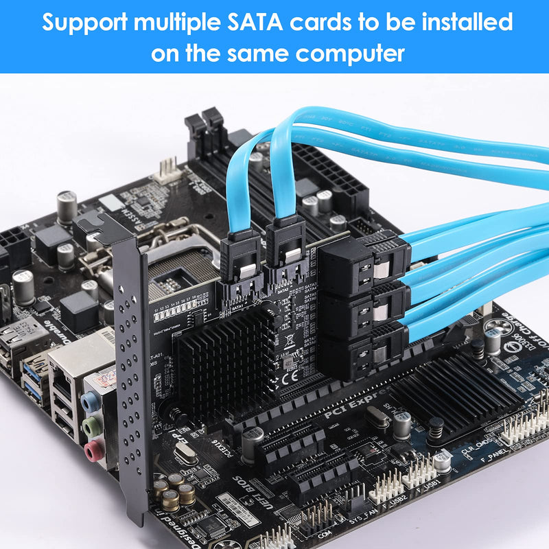 SATA 3.0 Controller Expansion Card, 8-Port PCIE SATA Card, PCI-E X1 3.0 Gen3 (6Gbps) Controller Card for Windows 10/8/Ubuntu (ASM1064 + JMB575)