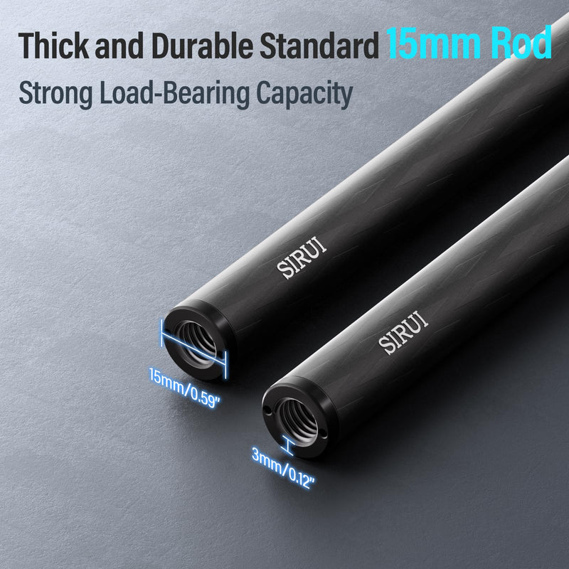 SIRUI 15mm Carbon Fiber Rod, Universal 12"/30cm Camera Rail Rods for 15mm Rod Rail Support System, Follow Focus, Should Rig, AM-CR300, Pack of 2