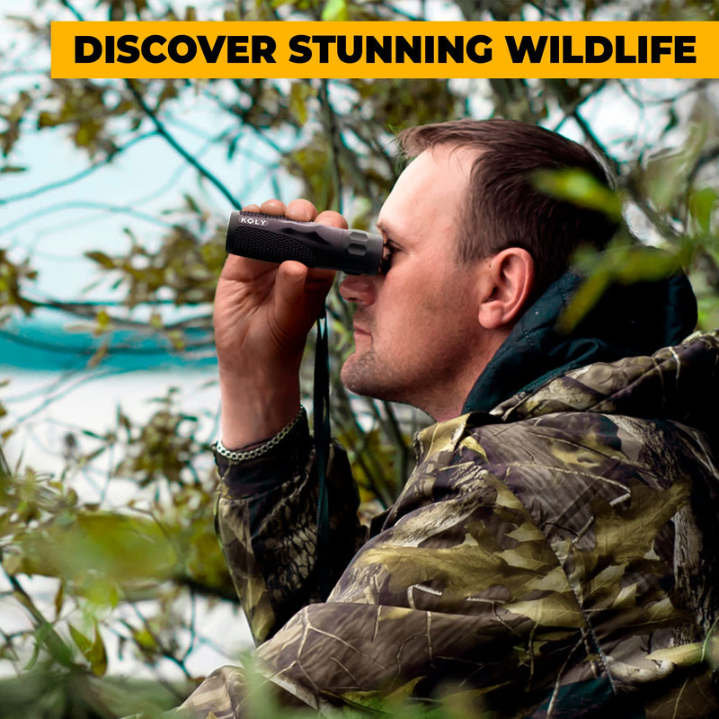 [AUSTRALIA] - Koly BAK-4 Prism 10X25 Monocular Telescope, Compact Weather Resistant Scope with Snake Skin Grip, Designed for Bird Watching, Hiking, Hunting, Archery, and More, 10X Magnification, Black 