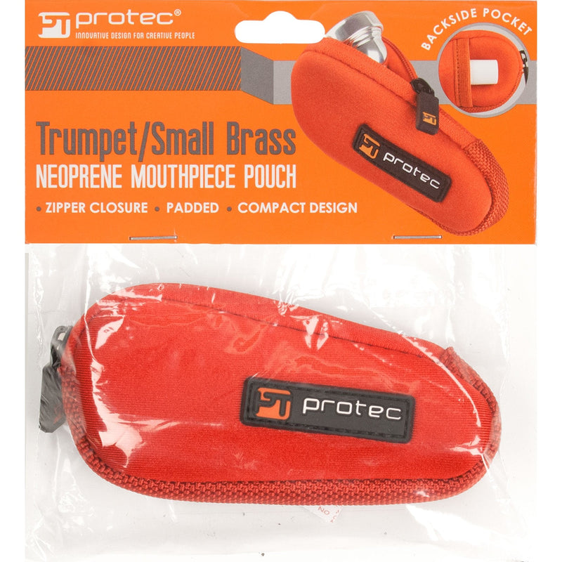 Protec Trumpet/Small Brass Single Neoprene Mouthpiece Pouch with Zipper Closure - Red, Model N203RX