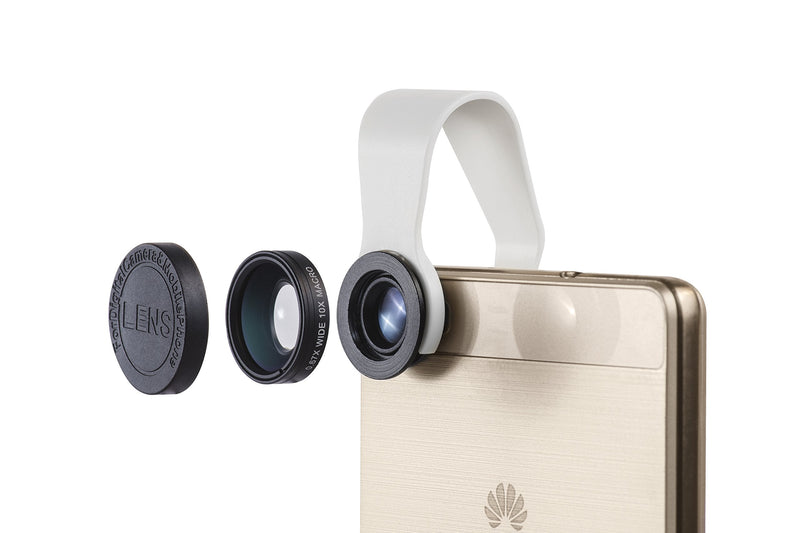 iPhone Camera Lens 2-in-1 by Pocket Lens, Macro and Wideangle Lens, Fits All iPhones, iPads, Samsung, Google Phones, Alternative to Olloclip, Comes with Waterproof Pouch
