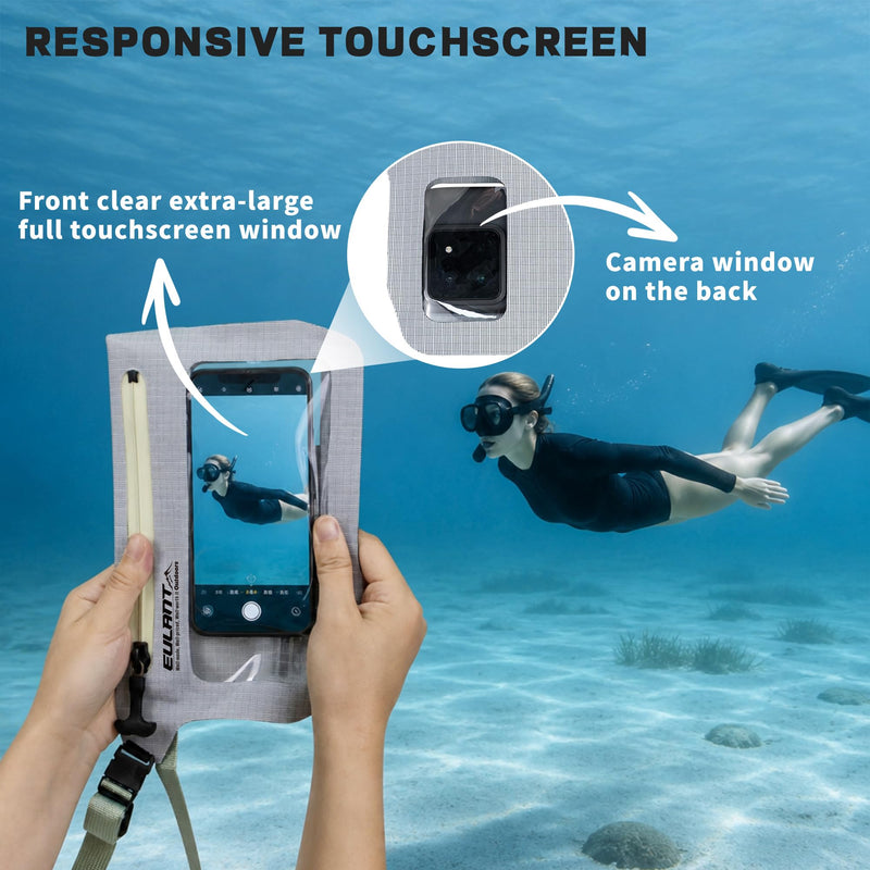 EULANT IPX8 Waterproof Phone Pouch,Reusable Fanny Pack Dry Bag | Fanny Pack Dry Bag with Screen Touch Sensitive for Beach Swimming,Boating,Kayaking,Rafting Light Gray 3 PC