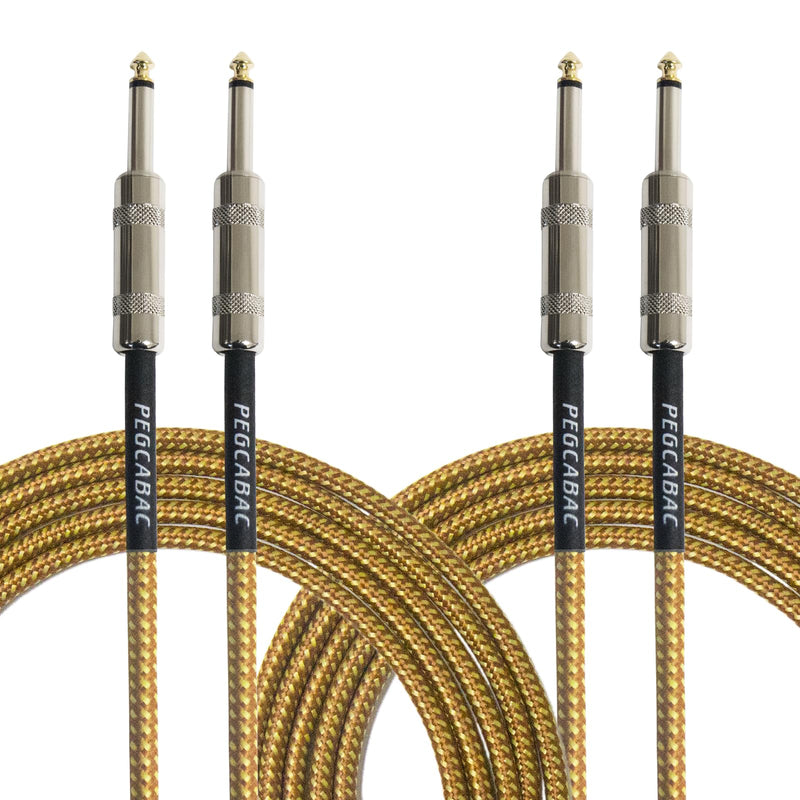 1/4 Inch TRS Instrument Cable 10ft 2-Pack,Straight 6.35mm Male Jack Stereo Audio Interconnect Cord for Electric Guitar,Bass,Keyboard,Mixer,Amplifier,Amp,Speaker,Equalizer