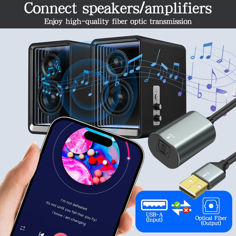 [AUSTRALIA] - MEIRIYFA USB to Toslink Optical Audio Adapter, USB A 2.0 Male to SPDIF Port Digital Fiber Optic Converter Cable for Laptop Computer PC PS5/PS4-0.35M/1.15Ft 