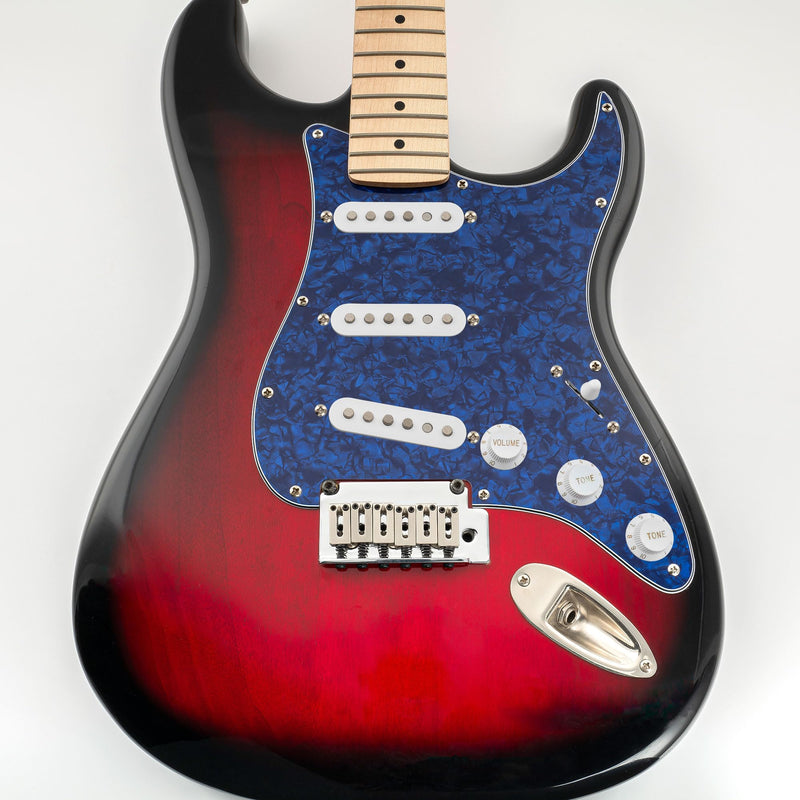[AUSTRALIA] - Musiclily SSS 11 Holes Strat Guitar Pickguard and BackPlate Set for Fender USA/Mexican Made Standard Stratocaster Modern Style Parts,4Ply Blue Pearl 