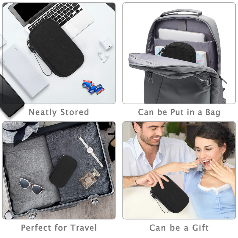 FYY Travel Organizer Pouch Electronic Accessories Carry Case Portable Waterproof Double Layers All-in-One Storage Bag for Cable, Cord, Charger, Phone, Pattern Black Small Black-Pattern
