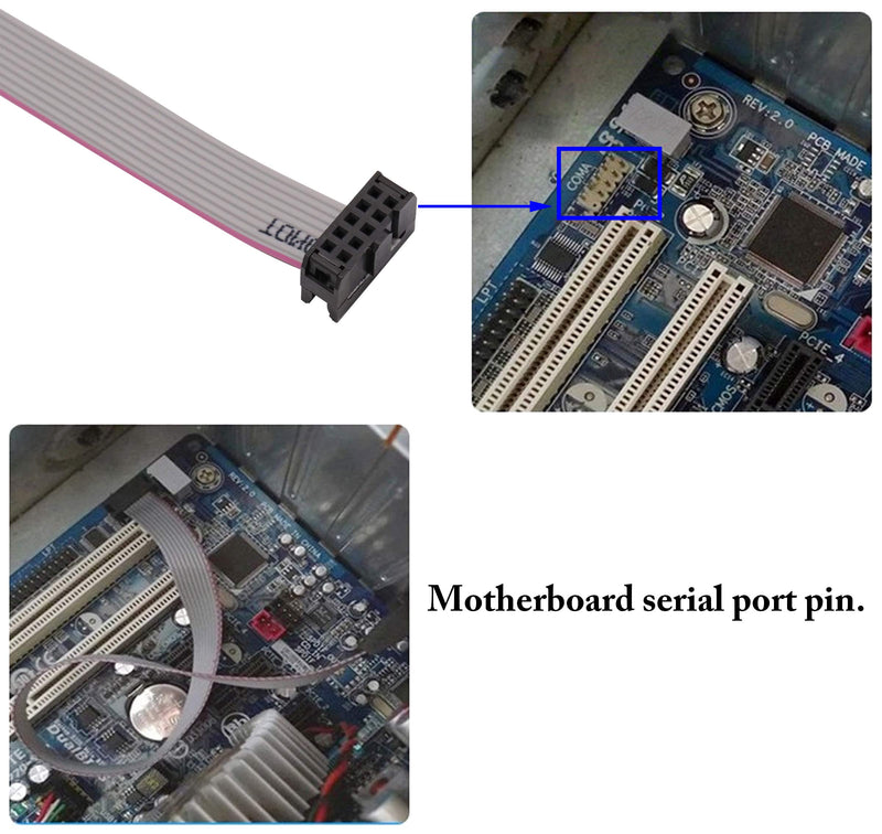 zdyCGTime 1Port DB9 RS232Serial Port Bracket to 10 pin HeaderRibbon Cable Connector Adapter, DB9 Serial Male to 10P Motherboard Header Panel Mount Cable Serial Port Bracket (12in 4Pcs) (1 Port) 1 Port