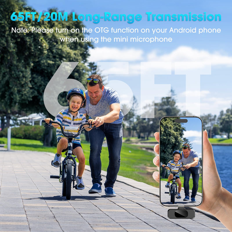 Wireless Lavalier Microphone for iPhone 15,Android Phone,Laptop,PC,Professional Mini Microphone with Noise Reduction,Lapel Microphone for Video Vlog,Interviews,Live Streaming,TikTok,YouTube,2Pack