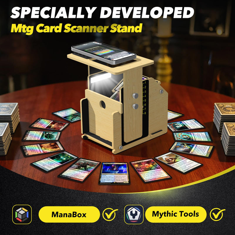 Card Scanner Stand for Trading Cards – MTG & TCG Card Scanner Stand with Light, Quickly Scan and Price Check Sleeved and Unsleeved Collectible Cards, Compatible with ManaBox App