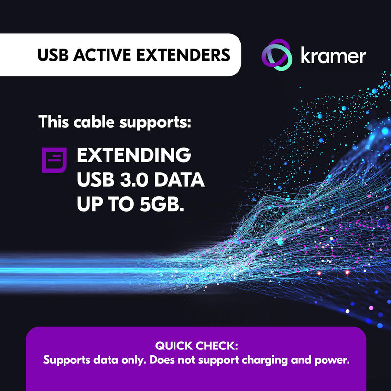 Kramer USB 3.0 Active Extension Cable – USB-A Male to Female, Data Only (CA-USB3/AAE-10) (15 Feet) 15 Feet
