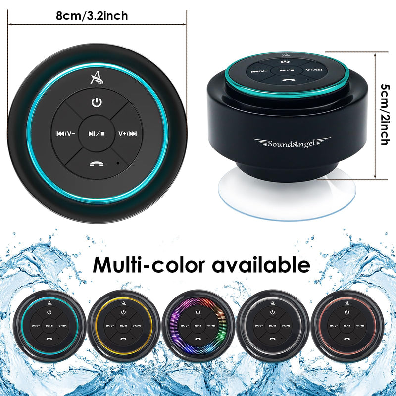 XLEADER, Upgraded, Pro Shower Speaker, Certified IPX7 Waterproof Bluetooth Speaker, with Suction Cup, Silicone Lanyard, 8W Crystal Sound&Rich Bass, 15H Playtime, Ideal Gifts - SoundAngel Mate(2 Gen) A Blue