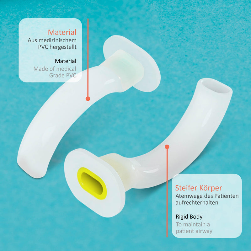 PULOX Guedeltube Set - Oropharyngeal Tube for First Aid and Emergency - 8 Pieces per Pack, White