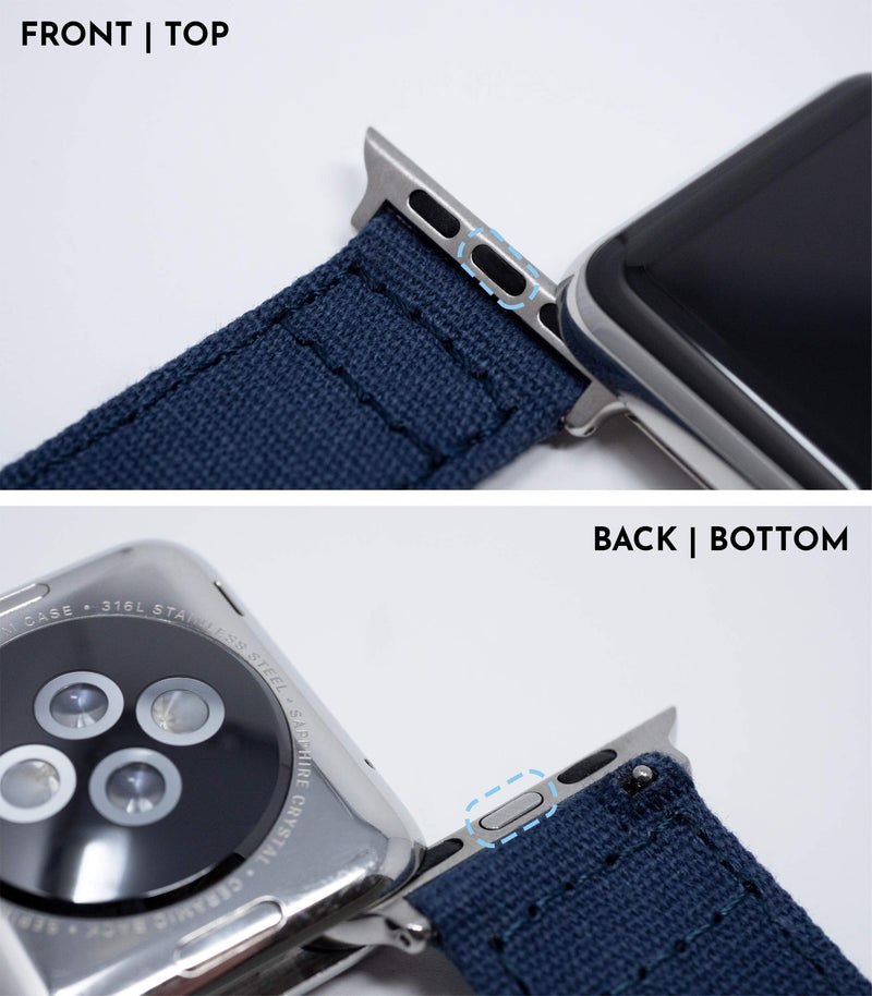 BARTON WATCH BANDS - Canvas Watch Bands Compatible with Apple Watch Models - 1, 2, 3, 4, 5, 6, 7, 8, 9, 10, SE, Ultra & Ultra 2 Small (38mm/40mm/41mm) Smoke Grey
