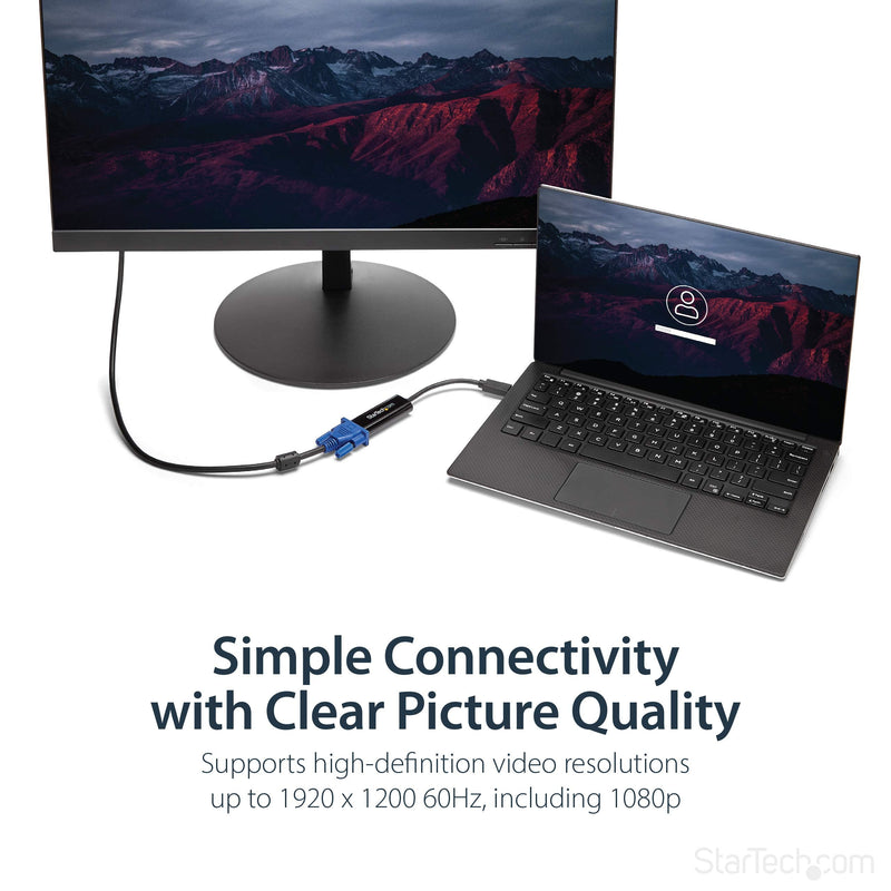 StarTech USB 3.0 to VGA Adapter, Slim, Windows Only, TAA (USB32VGAES) | USB to VGA monitor converter, External video card, Single display, Connect up to five adapters, Windows only, Extra monitor