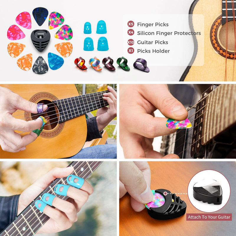 Acoustic Guitar Accessories Kit Guitar Strings Replacement Changing Tool Include Strings, Capo, Picks, Picks Holder, String Winder, Pins, Nuts Saddles for Guitar Players Beginners,58 Pcs