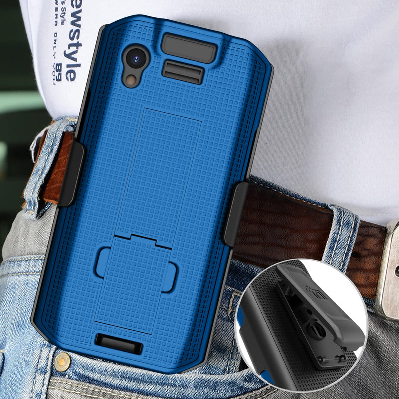 [AUSTRALIA] - Case with Clip for Zebra TC21 TC26 Mobile Computer Scanner, Nakedcellphone Slim Hard Shell Cover with Kickstand and [Rotating/Ratchet] Belt Hip Holster Combo - Cobalt Blue 