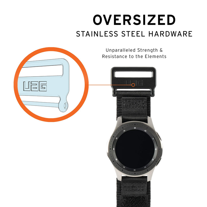 URBAN ARMOR GEAR UAG Compatible with Samsung Galaxy Watch 4 40mm & 44mm/Galaxy Watch 4 Classic 42mm & 46mm, fits most 20mm Watch Lugs, Slim Sporty Nylon Replacement Watch Strap, Active Black 42mm - Black