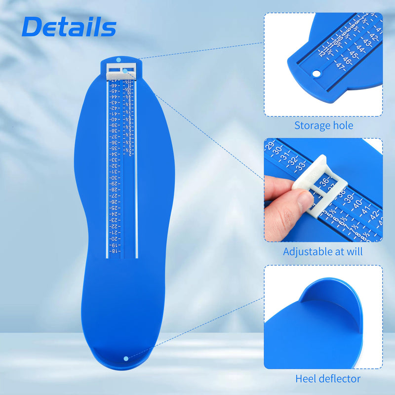 JSMTKJ Foot Gauge, Shoe Sizes Measure Sizes with 1 Tape Measure Feet, Kids Adult Shoe Gauge for EUR UK Shoe Gauge (Blue), blue