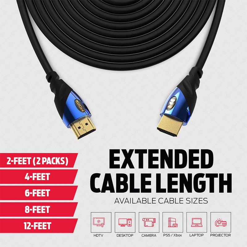 Monster 8K HDMI Cable — Xbox Series X & PlayStation 5 HDMI Cable w/ 24K Gold Contacts & V-Grip, 48 Gbps Speed, 60/120 Hz Refresh Rate, Dynamic HDR & eARC for Superior Visuals & Audio (6 FT) New Model