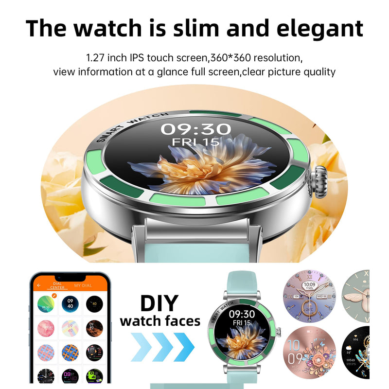 Smart Watch for Women Fitness Tracker Compatible for iPhone Android | 1.27" Round Touch Screen, IP67 Waterproof, 100+ Sports Modes, Bluetooth Call, Heart Rate, Sleep Monitor, Steps Fitness Watch Silver