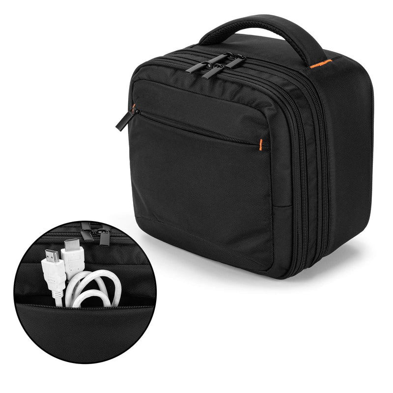 CURMIO Double Layers Projector Case, Mini Projector Carrying Bag Compatible with DR.J Professional and QKK Mini Projector, Black Double Layer