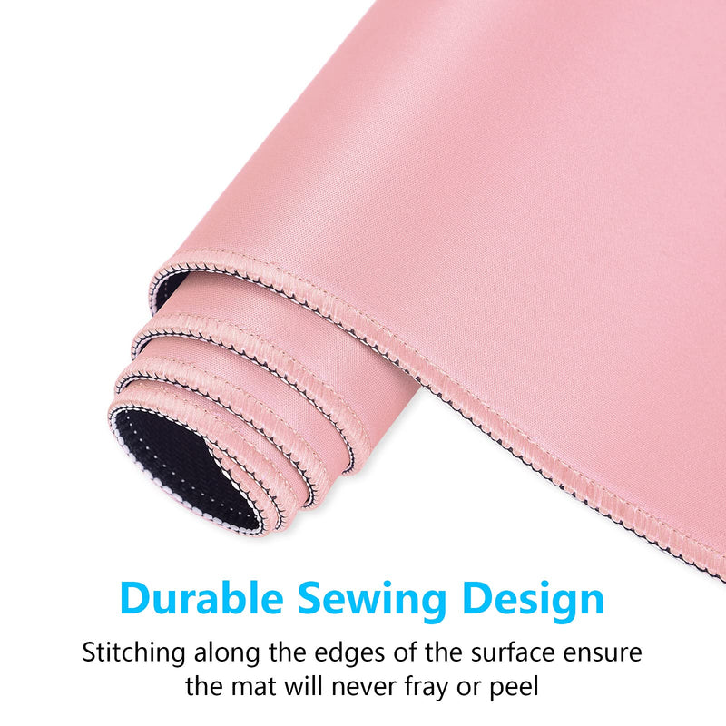 Dapesuom Large Mouse Pad, Extended Gaming Mouse Pad with Stitched Edges, Waterproof Desk Pads with Non-Slip Base, Computer Keyboard Pad, Big Mouse Mat for Laptop, Office, Home, 23.6 x 11.8 in, Pink XL Large (23.6" x 11.8" )