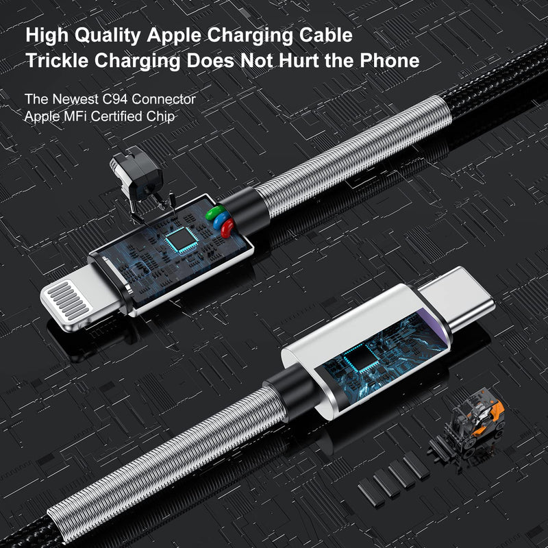 [AUSTRALIA] - 2Pack 10ft iPhone Fast Charger Cable, [Apple MFi Certified] Long USB C to Lightning Cable 10 Foot, High Fast 10 Feet Apple Charging Cord for Apple iPhone 14/14 Pro Max/13 Mini/12/11/XS/XR/8/7Plus,iPad Lightning Silver 