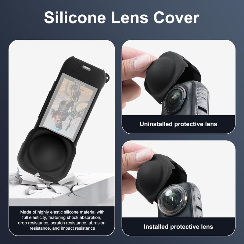 [AUSTRALIA] - FitStill Protection Accessories Kit Only for Insta 360 X5 Optical 2PCS Tempered Glass Screen Protector+Rubber Lens Cap+Silicone Rubber Protective Case+Silicone Support Base Mount Insta 360x5 Accessory 