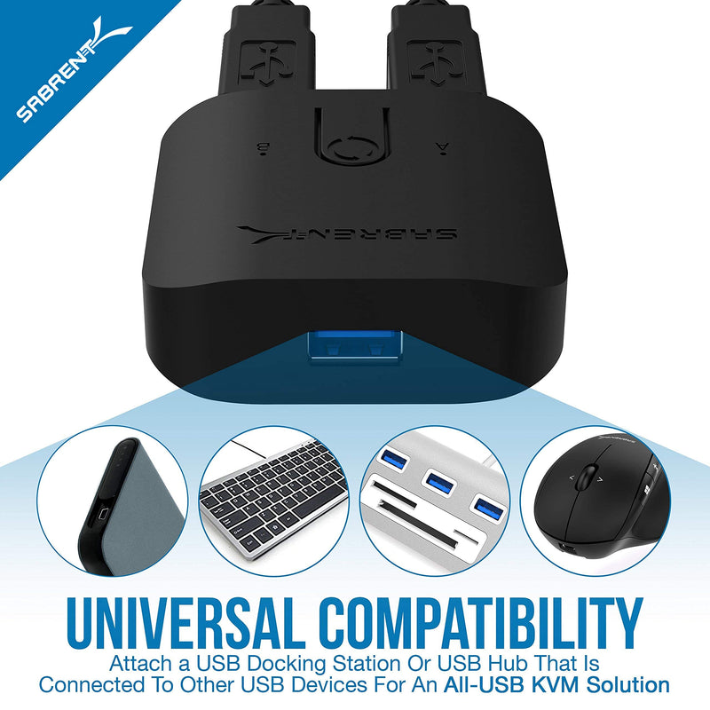SABRENT USB 3.0 Sharing Switch for Multiple Computers and Peripherals LED Device Indicators + Aluminum USB External Stereo Sound Adapter for Windows and Mac