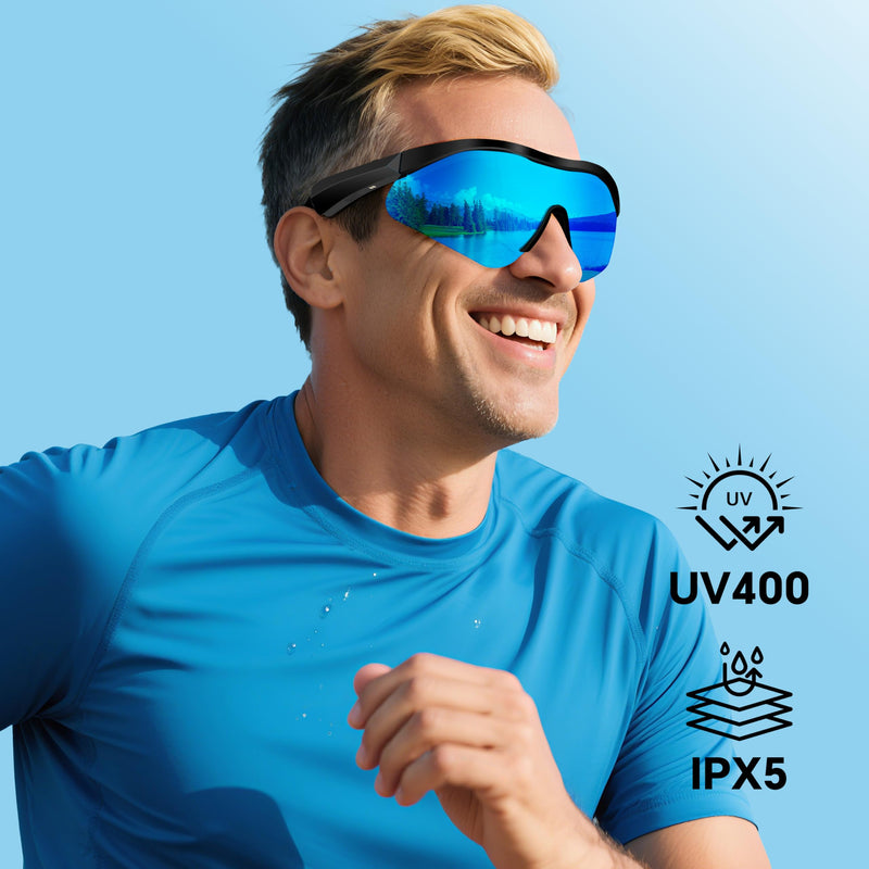 AI Smart Sports Sunglasses: Bluetooth 5.4 Translation UV400 Driving Fishing | 160+ Language Translation, Open-Ear Audio, HD Calls, Siri Control, Wireless Music for Cycling, Hiking, Running, Outdoors G200