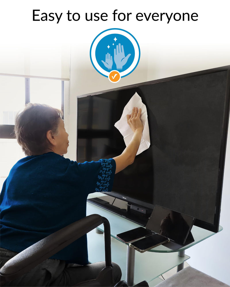 Monitor Cleaner, TV Screen Cleaner Wipes - Convenient for Car Use, No Spray, No Streaks - Reliable TV Cleaner for Smart TV, Car Screen Cleaner, Big Electronics Wipes - Individually Sealed - iCloth