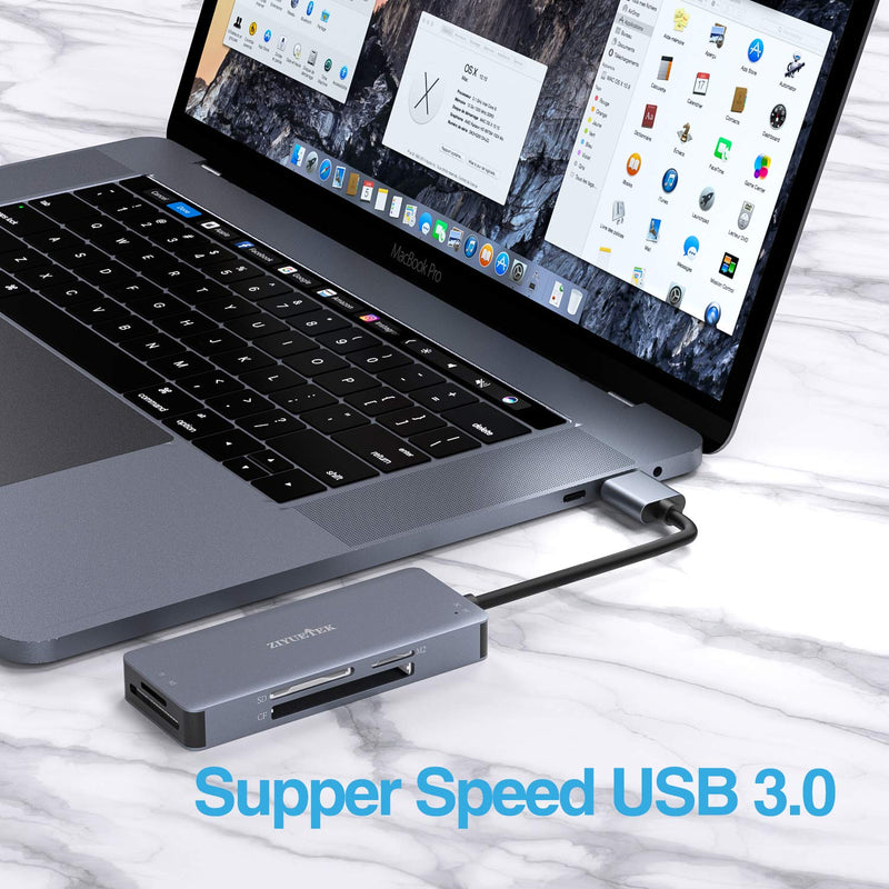 CF Card Reader,USB 3.0 to Compact Flash Memory Card Reader Adapter 5Gbps Read 5 Cards Simultaneously for SDXC, SDHC, SD, Micro SDXC, Micro SD, Micro SDHC, M2, MS, CF and UHS-I Card (Grey) USB-3.0