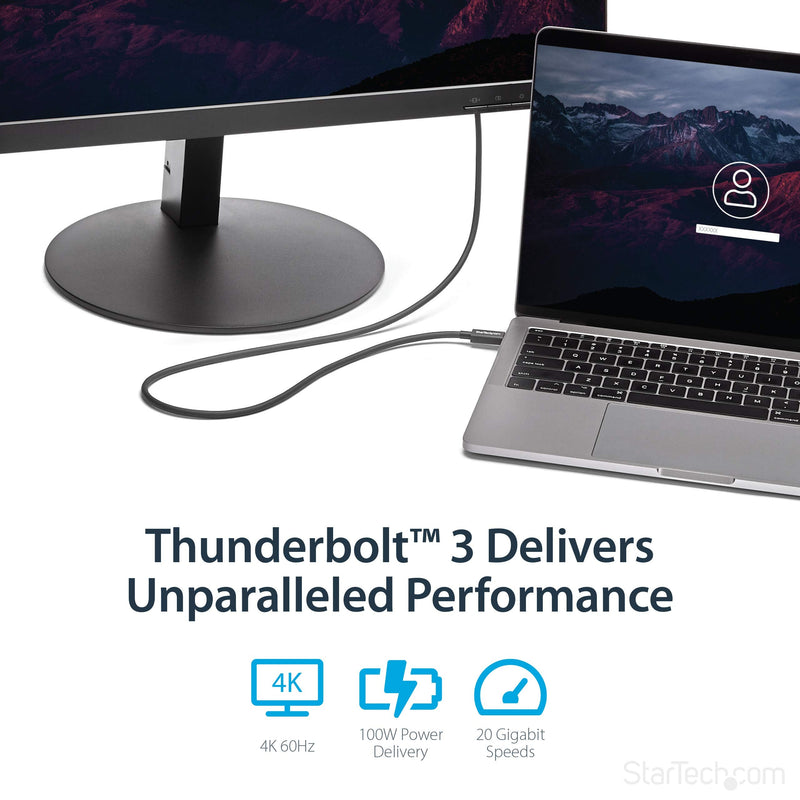 StarTech 6.6ft/2m Passive Thunderbolt 3 Cable 20Gbps, 4K60, 100W, Certified | USB-C to USB-C, Intel Thunderbolt Certified, Compatible with USB4, DP Alt Mode, Video, Type-C, 4K 60Hz UHD, Black 6ft 20Gbps | Black