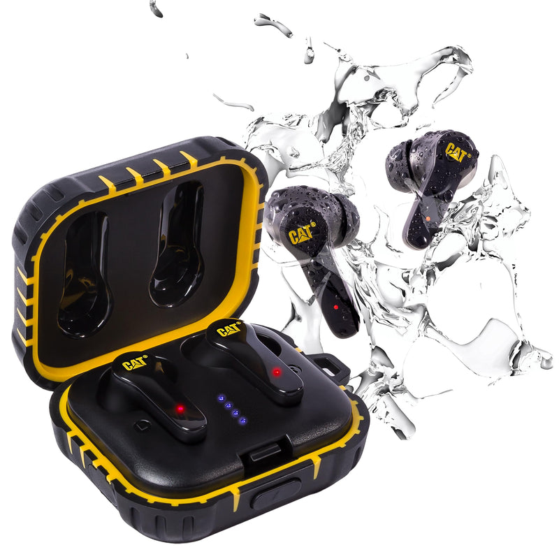 CAT Bluetooth Noise Canceling Ear Buds - Rugged Wireless Work Earbuds, Bluetooth Work Headphones, Dust Proof, Shock Proof, Water Resistant, Compatible with Apple, Android