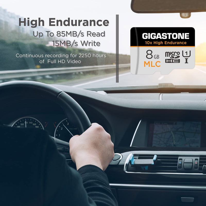 [10x High Endurance] Gigastone 8GB 5-Pack MLC Micro SD Card, Full HD Video Recording, Security Cam, Dash Cam, Surveillance Compatible 85MB/s, U1 C10, with Adapter 8GB MLC 5-Pack