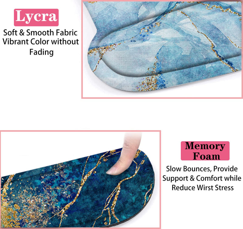 Lateefah Mouse Pad Wrist Support, Keyboard Wrist Rest and Mouse Pad, Memory Foam Wrist Rests for Keyboard and Mouse, Ergonomic Mouse Pad and Keyboard Wrist Support for Gaming, Office & Easy Typing Blue Marble