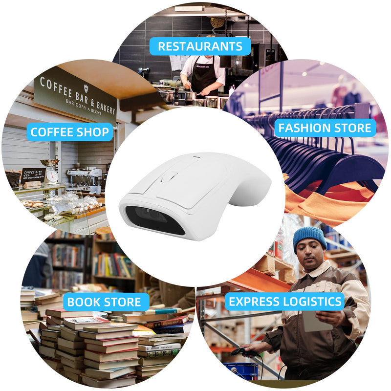 [AUSTRALIA] - New Wireless Mouse Barcode Scanner, 2-in-1 Design 2D Handheld Barcode Scanner with Wireless Mouse Functions for POS System,Store,Supermarket, Warehouse.(Black) M3 White 