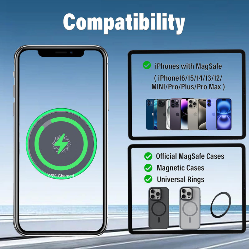 Car Phone Holder for Nissan Rogue/Altima/Sentra 8" Screen Accessories | 2021-2026 Rogue/2019-2025 Altima/2020-2025 Sentra MagSafe 15W Fast Wireless Charger Cell Phone Mount,360° Rotatable for 21-26 Rogue/19-25 Altima/20-25 Sentra(8 Inch)