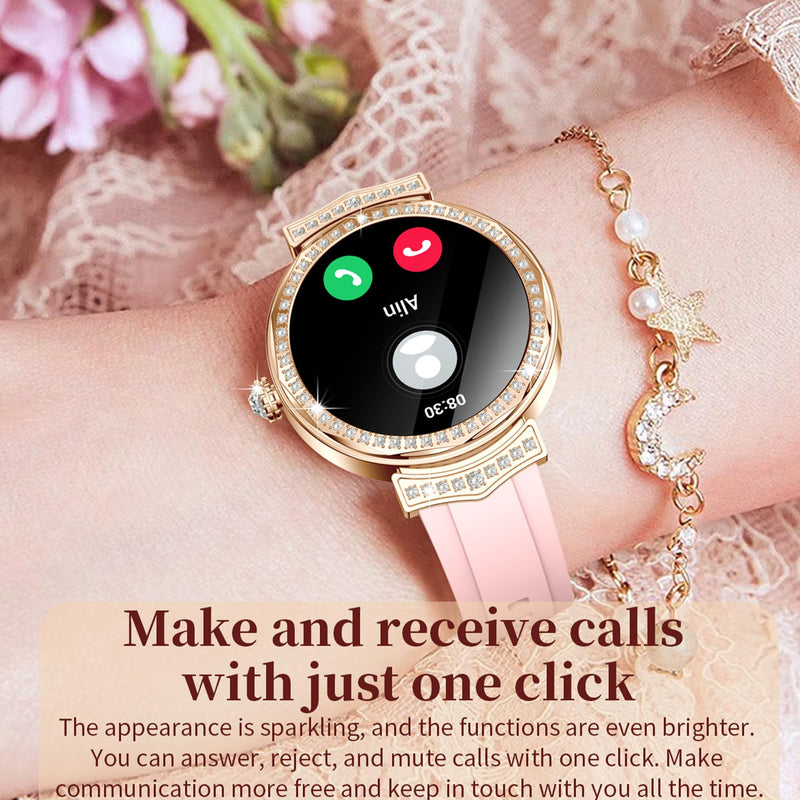 Smart Watch for Women, Answer/Make Call, 1.32'' AMOLED Fitness Trackers with Heart Rate//SpO2/Sleep Monitor, 130+ Sports Modes, IP68 Waterproof Smartwatch for iOS Android, 3 Watch Bands (Silver) Silver