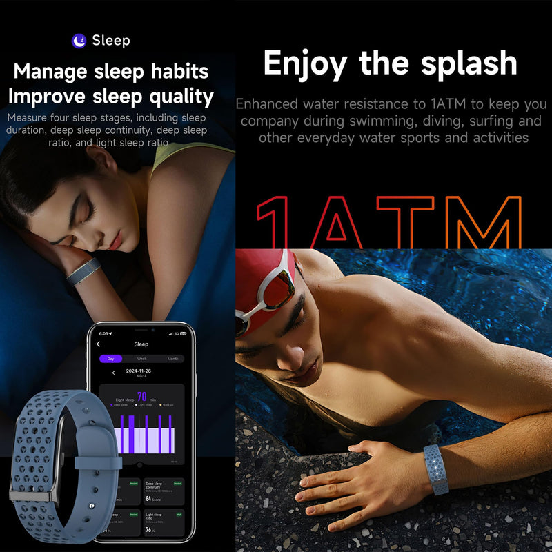 ZPIMY Wearable Health, Fitness & Activity Tracker, 5ATM Waterproof Mens Smartwatch, Call Reminder，Fitness Tracker for Android iPhones, SpO2，Heart Rate Tracking， Sleep Monitoring, 2 Straps (Black) Black