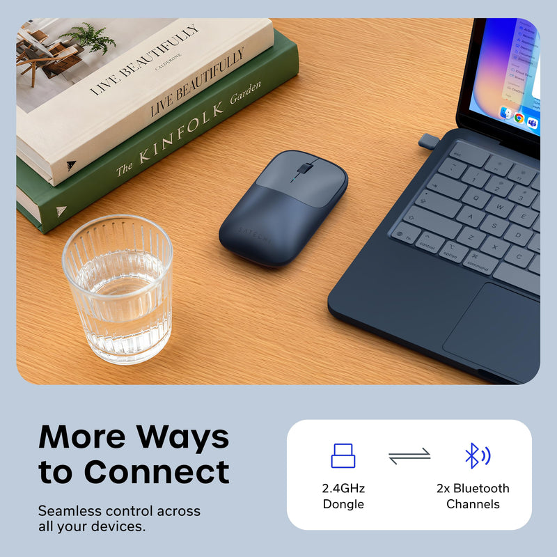 Satechi 6-in-2 USB-C Snap Hub, Slim EX Wireless Mouse for MacBook Neo - Indigo
