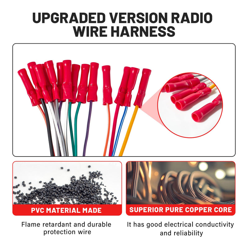RED WOLF Car Stereo Wiring Harness Fit for 2002-2008 GMC Envoy Sierra, Chevy Silverado Impala w/Connector Butt Install Aftermarket Radio Wire Cable Connector Plug Adapter